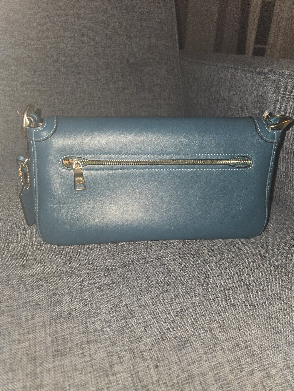 Coach Etta Small Flap Shoulder Bag-Teal Ink - Picture 6 of 10